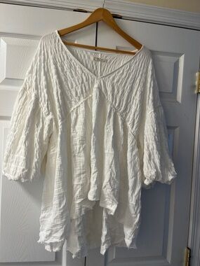 We The Free White Gauze V-Neck Boho Tunic